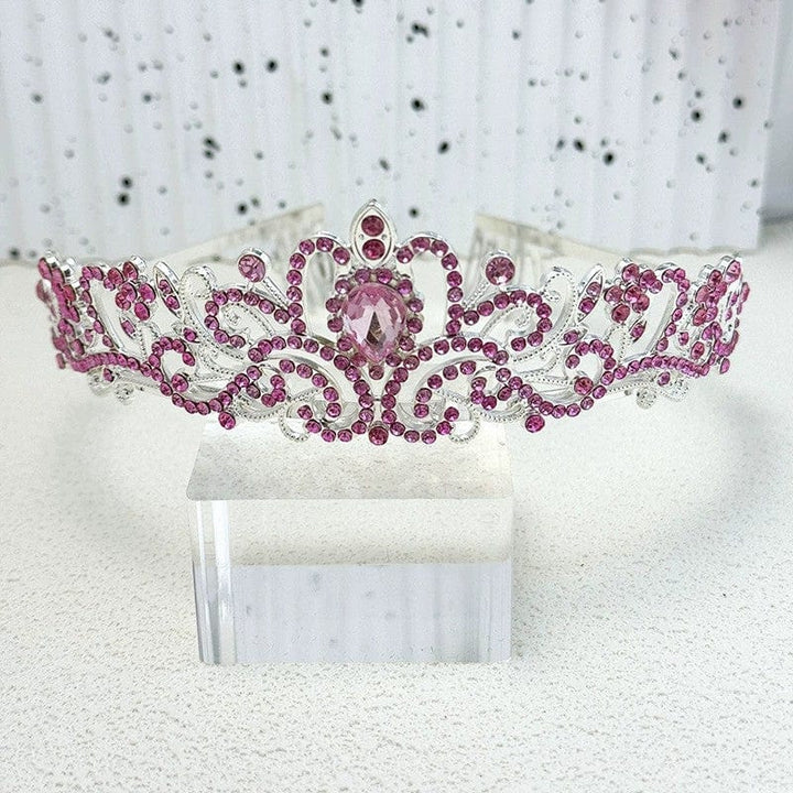 Pink Sunnypetal Crystal Tiara Crown Headband Princess Elegant Crown Wedding Prom Birthday Party Girl Gift
