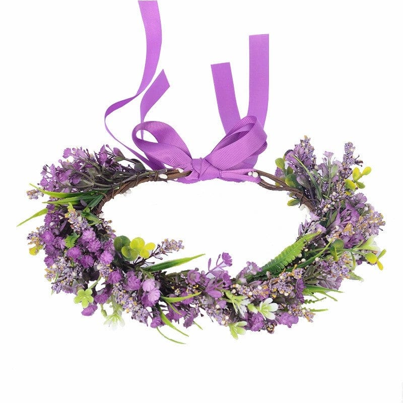 Purple Sunnypetal Fairy Floral Crown Woodland Headband Hair Wreath Forest Elven Circlet for Girls