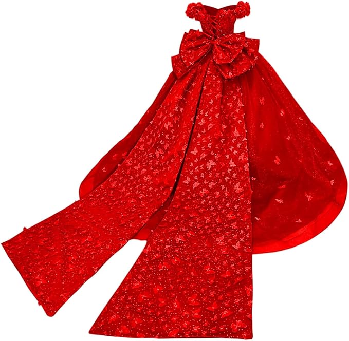 Red / 18m Sunnypetal Princess Purple Tulle Ball Gown Flower Girl Dress with Butterfly Appliqués and Bow