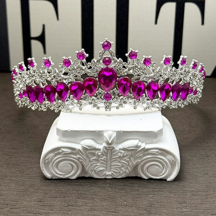 Rose Pink Sunnypetal Rhinestone Crown Birthday Dress Tiaras Light Luxury Diamond Crown