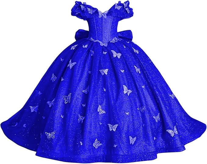 Royal Blue / 18m Sunnypetal Enchanted Blue Butterfly Princess Flower Girl Dress