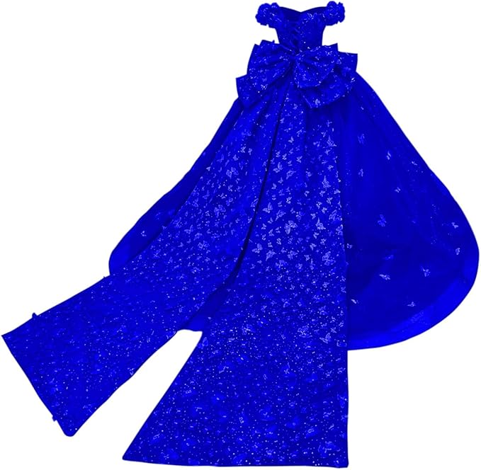 Royal Blue / 18m Sunnypetal Princess Purple Tulle Ball Gown Flower Girl Dress with Butterfly Appliqués and Bow