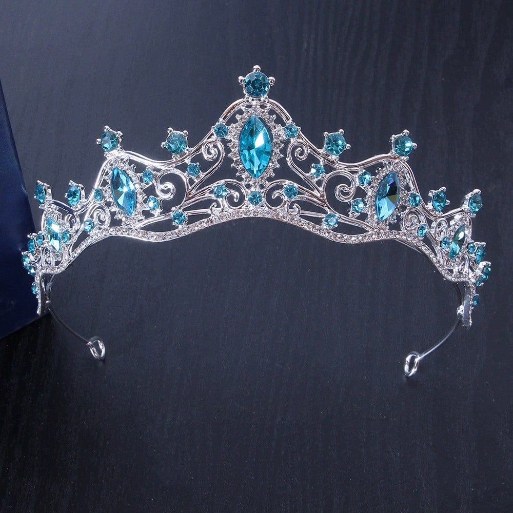 Silver-Lake Blue Sunnypetal Girls Headband Tiaras Crown Wedding Prom Pageant Headdress