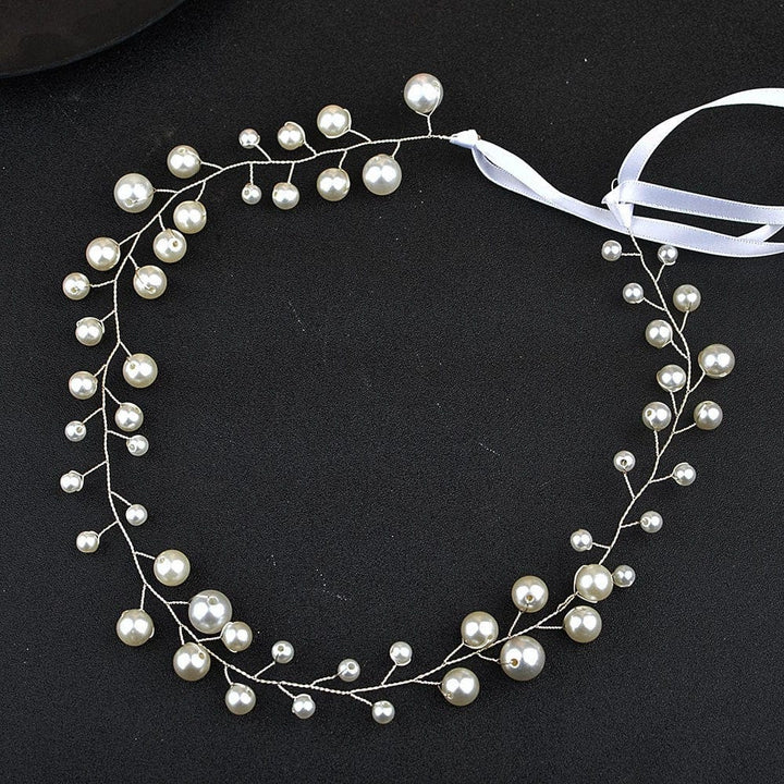 Silver Single Layer Sunnypetal Flower Girl Headpiece Pearl Wedding Headband Headband for Girls & Baby