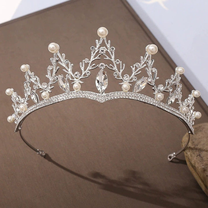 Silver Sunnypeta Tiaras and Crowns for Girls Princess Pearl Crystal Crown