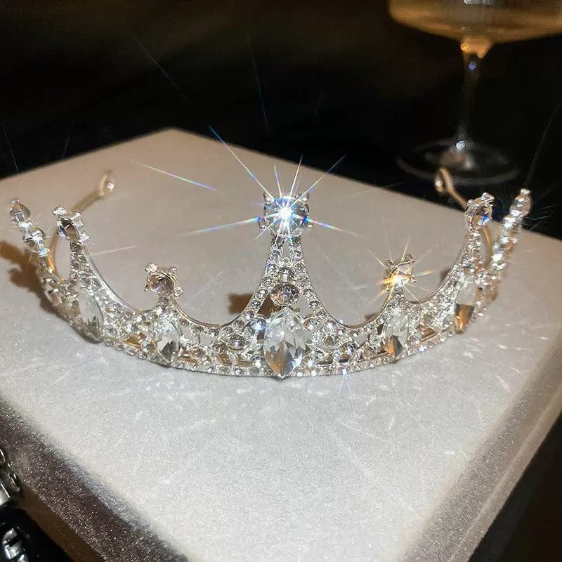 Silver Sunnypetal Crown Birthday Dinner Hair Accessories Wedding Flower Girl Headdress Rhinestone Crown