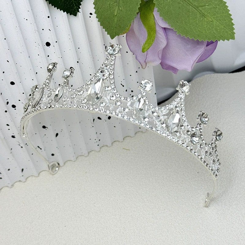 Silver Sunnypetal Crown Birthday Dinner Hair Accessories Wedding Flower Girl Headdress Rhinestone Crown
