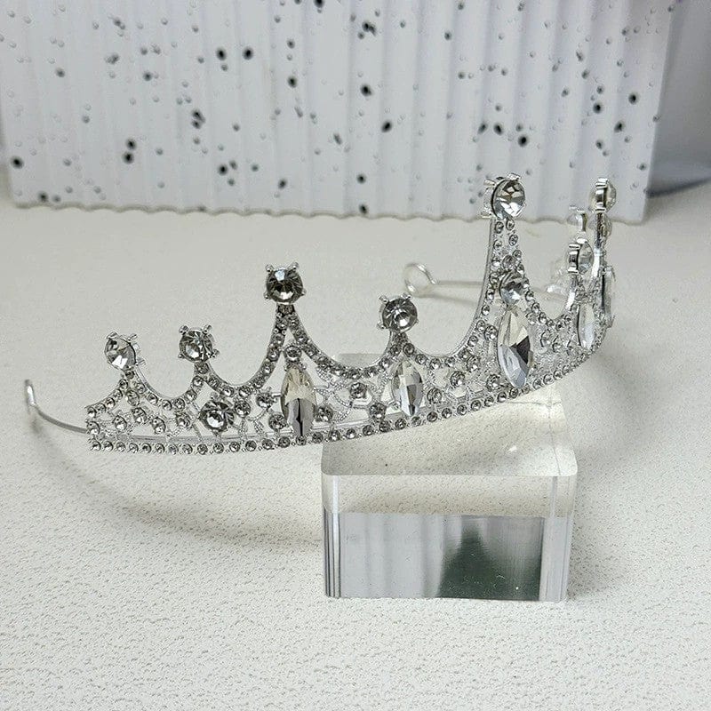 Silver Sunnypetal Crown Birthday Dinner Hair Accessories Wedding Flower Girl Headdress Rhinestone Crown