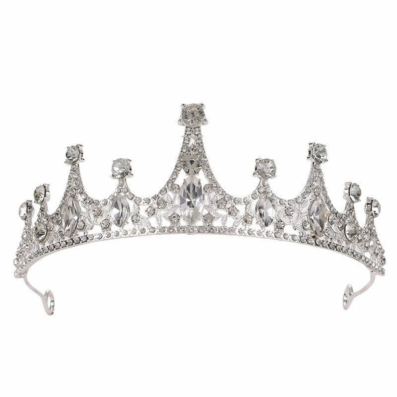 Silver Sunnypetal Crown Birthday Dinner Hair Accessories Wedding Flower Girl Headdress Rhinestone Crown