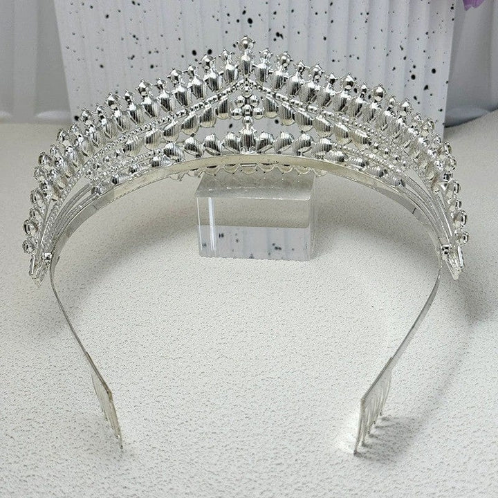 Silver Sunnypetal Girls Tiaras Baroque Birthday Party Crown Alloy Rhinestone Headband Crown
