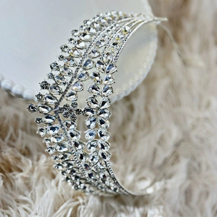 Silver Sunnypetal Girls Tiaras Baroque Birthday Party Crown Alloy Rhinestone Headband Crown