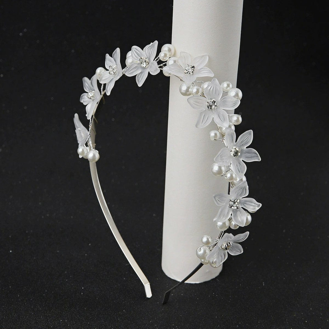 Silver Sunnypetal Pearl Headband Flower Pearl Girl Haddress for Wedding Birthday