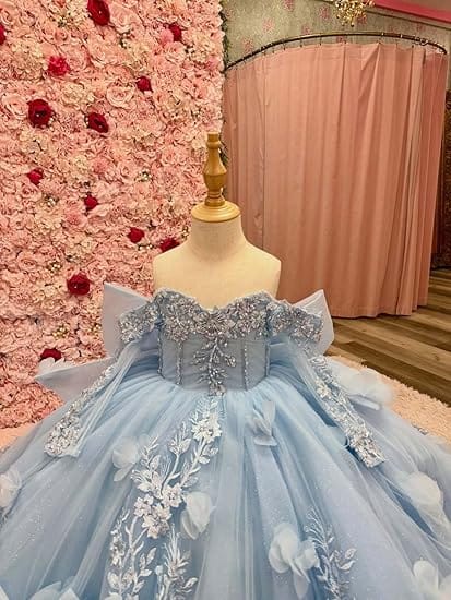 Sunnypetal 3D Floral Lace Appliqué Flower Girl Pageant Dress with Sleeves and Bow