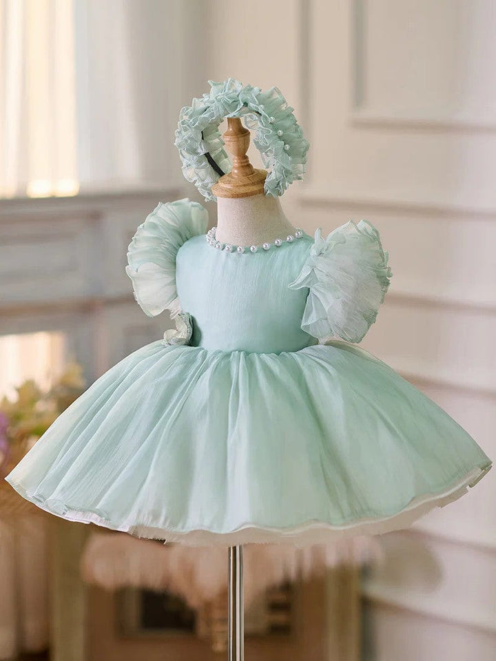Sunnypetal Adorable Puff Sleeves Knee-Length Baby Toddler Girl Dresses