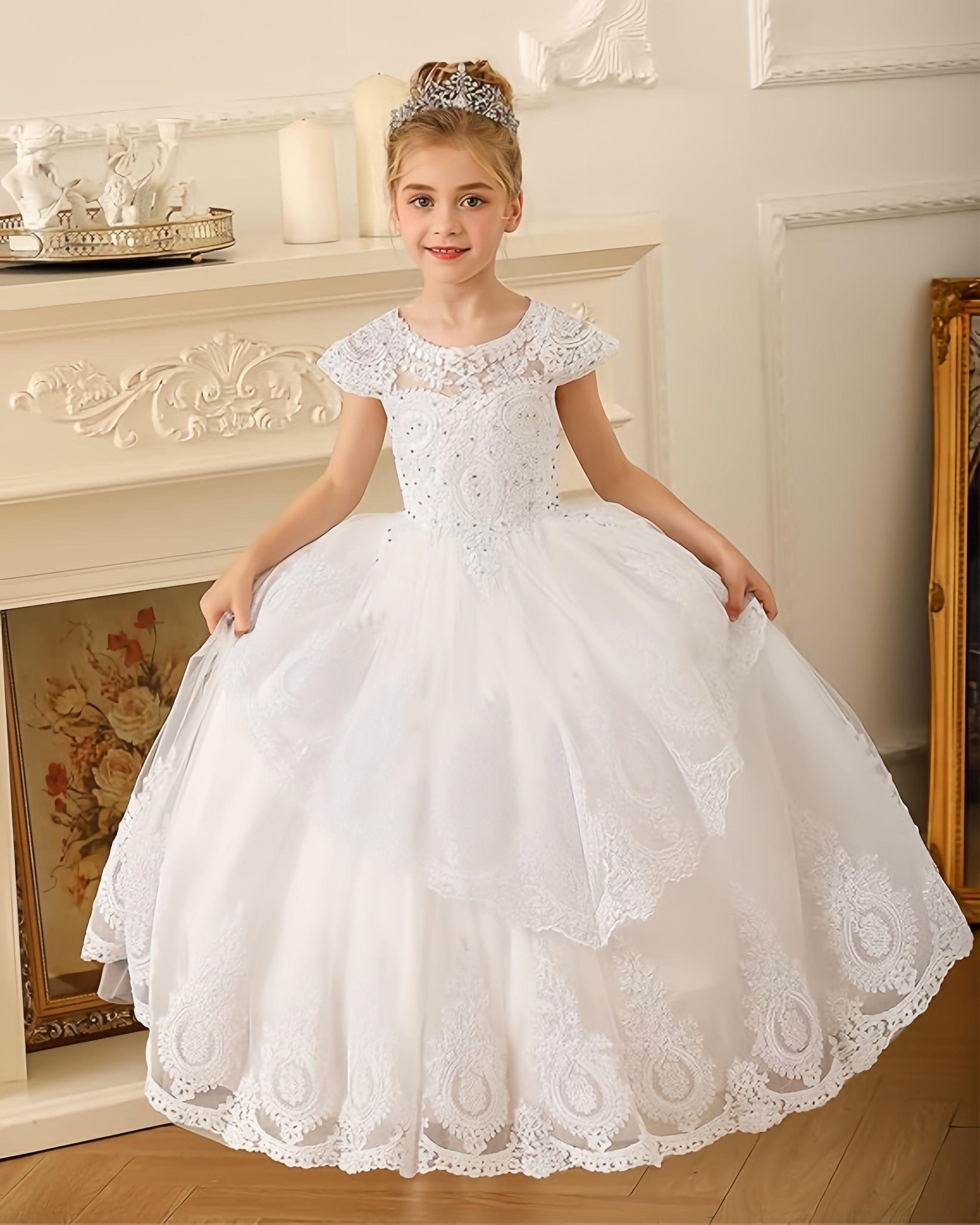 Magicdress White Lace Flower Girl Dress - Handmade Wedding, First Communion, Pageant Ball Gown For Girls 2-16 Years - View #6