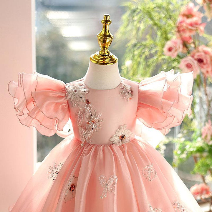 Sunnypetal Blushing Petals Ruffle Flower Girl Dress