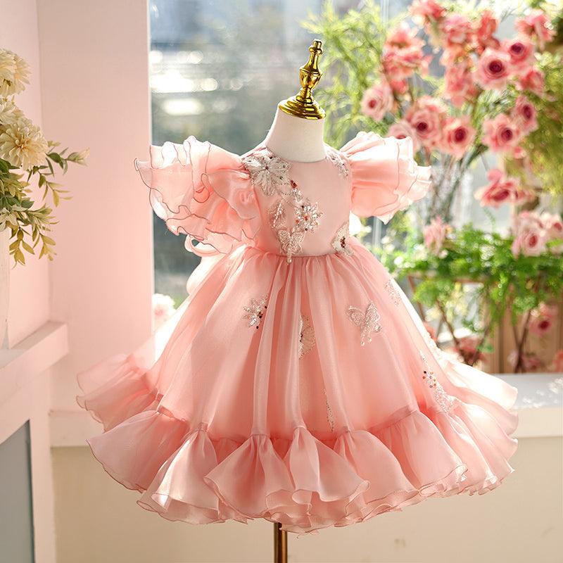 Sunnypetal Blushing Petals Ruffle Flower Girl Dress