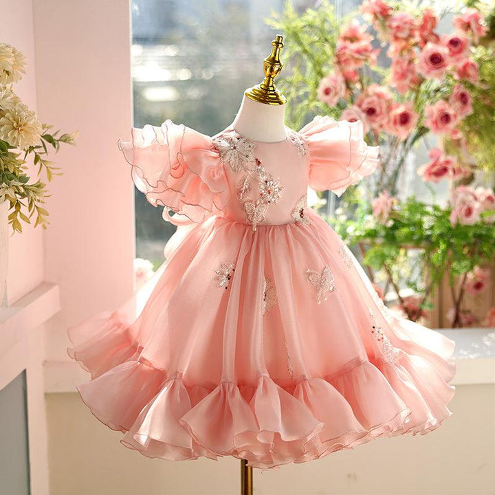 Sunnypetal Blushing Petals Ruffle Flower Girl Dress