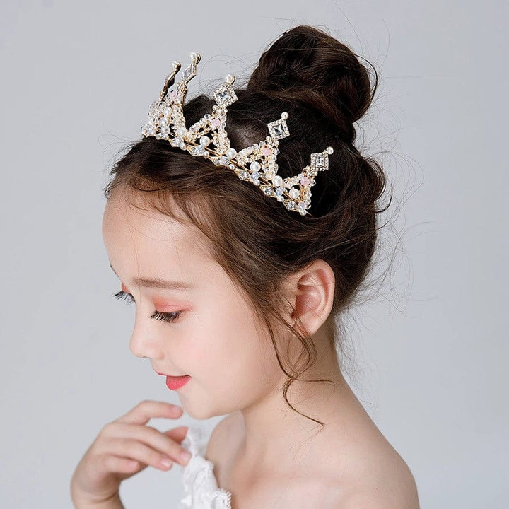 Sunnypetal Children's Crown Tiara Princess Girl Crown Crystal Pink Frozen Hair Accessories