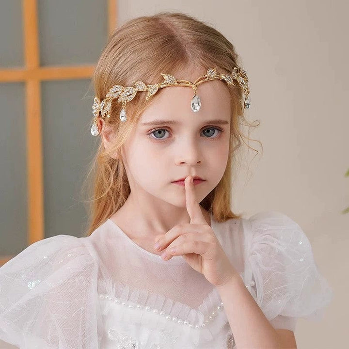 Sunnypetal Children's Eyebrow Pendant Rhinestone Headdress Alloy Rhinestone Headband Crown