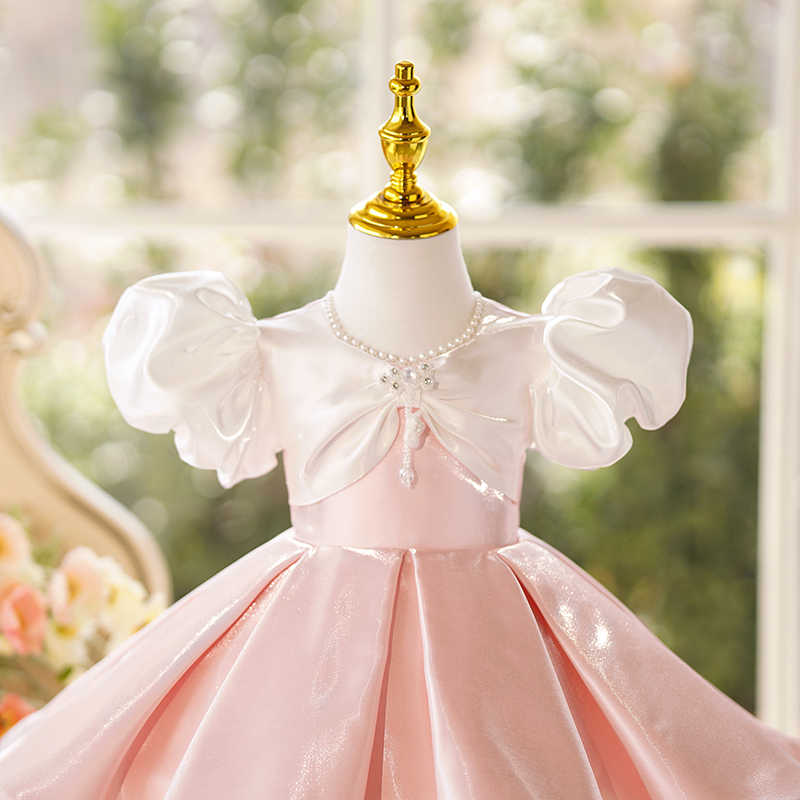 cute knee length dresses with sleeves Gytharion Teen Girls Knee-Length Dresses Cute Color Block Long Sleeve Bow Knot Lapel Party Dress Stylish Flowy A-Line Swing Puff Sleeve Princess Dresses for Girls, 8-13 Years