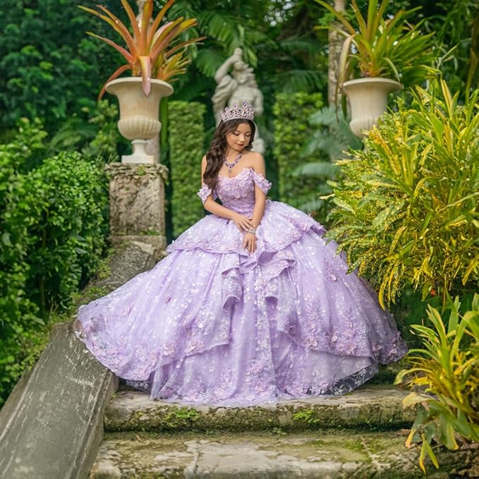 Sunnypetal Dreamy 3D Floral Tulle Ball Gown for Flower Girl or Pageant Party
