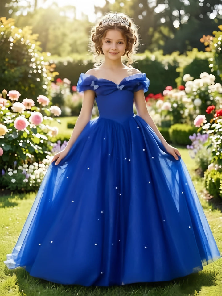 Sunnypetal Exquisite Off-Shoulder Tulle Flower Girl Dress for Special Occasions