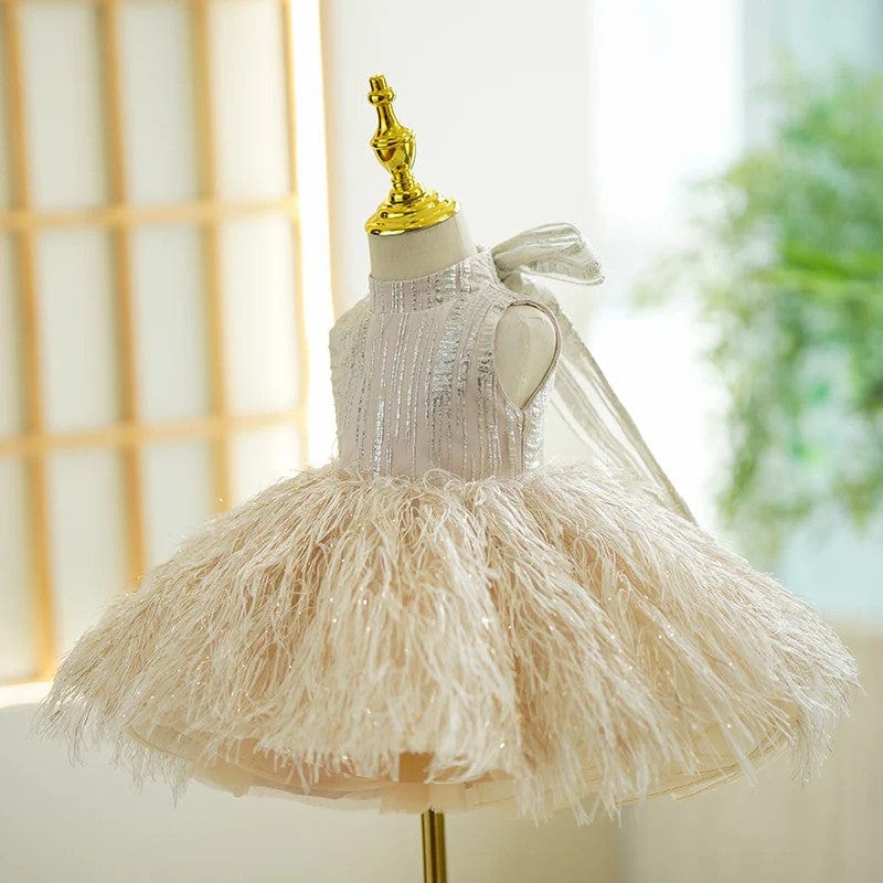 Sunnypetal Exquisite Sleeveless Tassel Sequins Pageant Birthday Princess Flower Girl Dresses