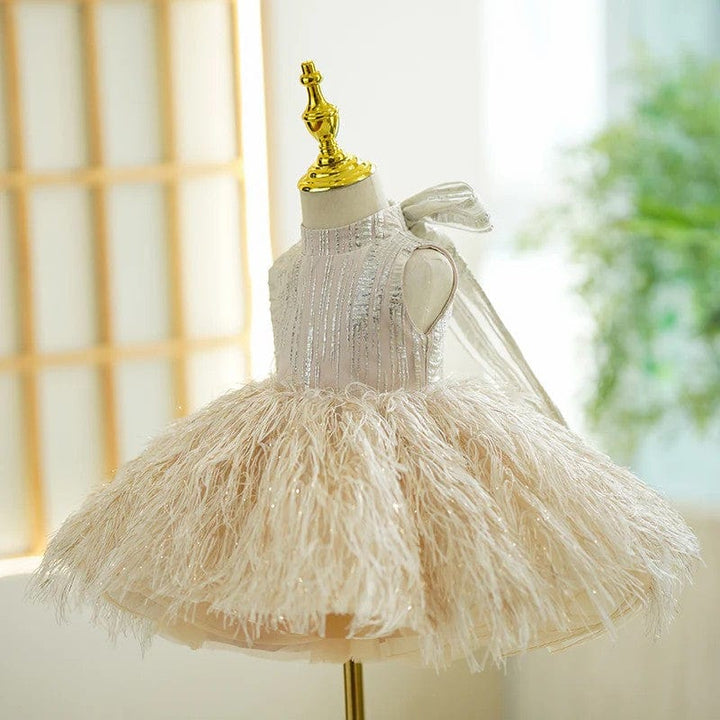 Sunnypetal Exquisite Sleeveless Tassel Sequins Pageant Birthday Princess Flower Girl Dresses