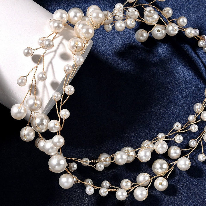 Sunnypetal Flower Girl Headpiece Pearl Wedding Headband Headband for Girls & Baby