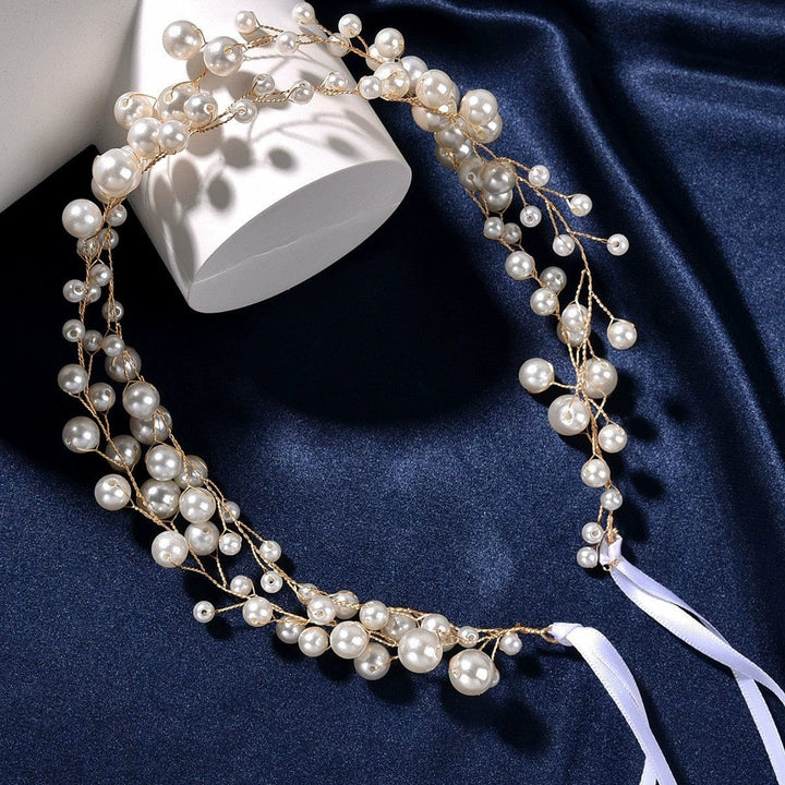 Sunnypetal Flower Girl Headpiece Pearl Wedding Headband Headband for Girls & Baby