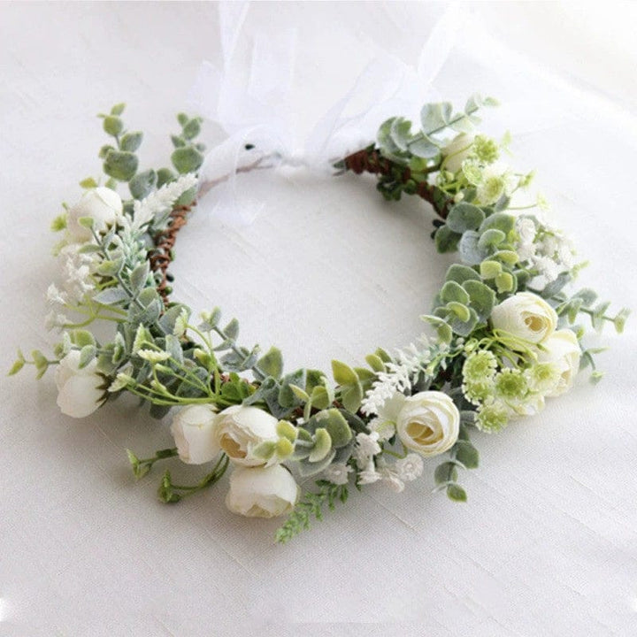 Sunnypetal Flower Girl Wreath Flower Rattan Headdress Wedding Beach Holiday Accessories