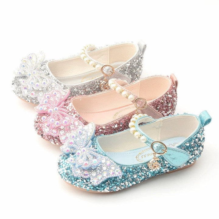 Sunnypetal Girls Sparkle Princess Bow Mary Jane Dress Shoes – Wedding & Party Flats