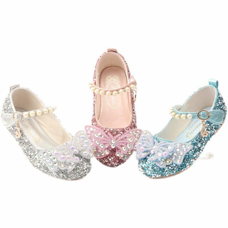 Sunnypetal Girls Sparkle Princess Bow Mary Jane Dress Shoes – Wedding & Party Flats