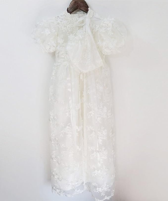Sunnypetal Lace Baby Christening Gown – Newborn Baptism Dress for Girls