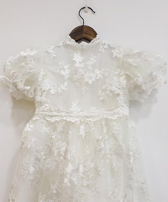 Sunnypetal Lace Baby Christening Gown – Newborn Baptism Dress for Girls
