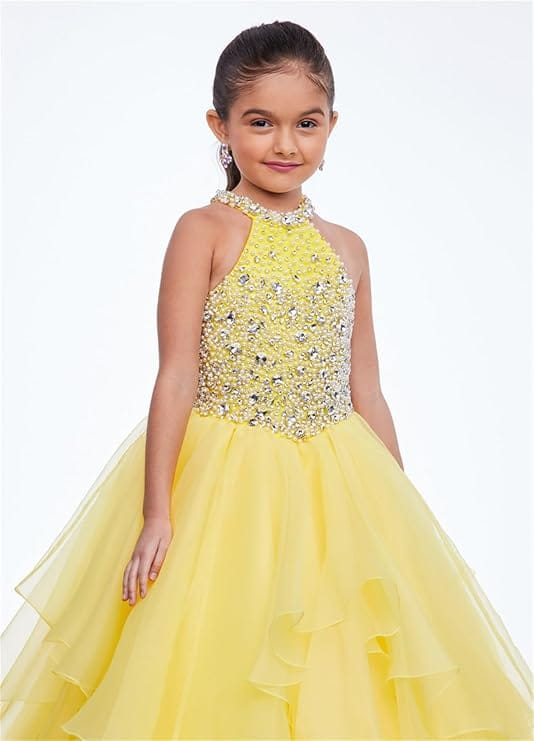 Sunnypetal Layered Organza Princess Ball Gown Flower Girl Dress for Pageant &amp; Party