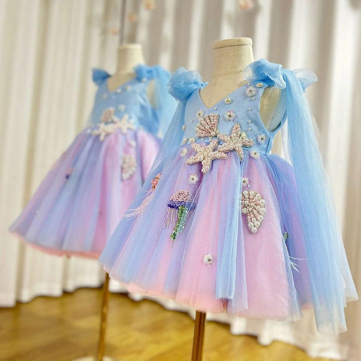 Sunnypetal Ocean Dreams Mermaid Princess Flower Girl Dress