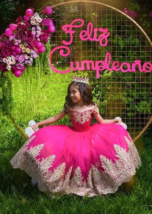 Sunnypetal Off-Shoulder Gold Lace Beaded Puffy Tulle Flower Girl Gown for Special Occasions