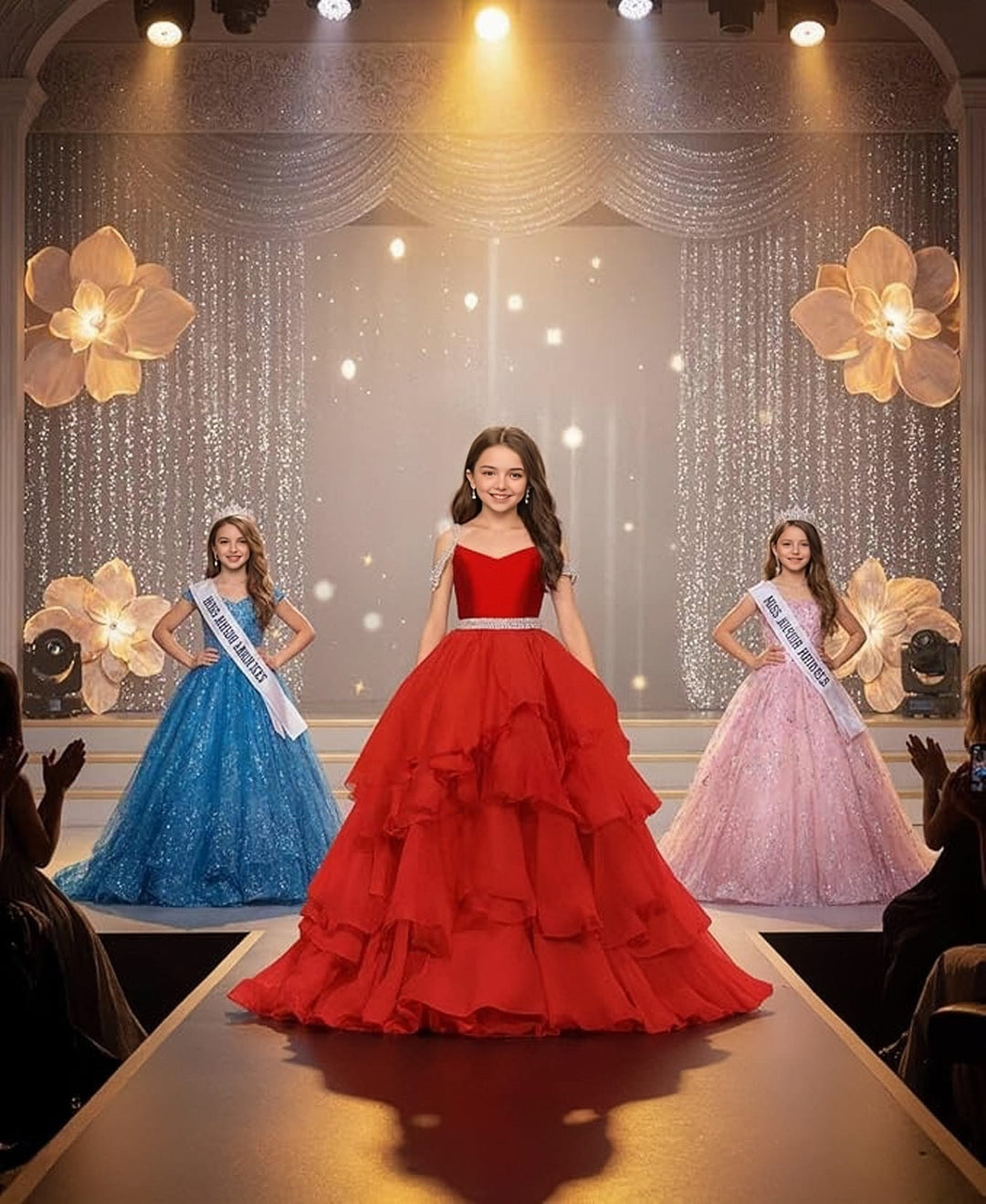 Sunnypetal Off-Shoulder Sweetheart Puffy Tulle Flower Girl Dress with Beaded Details