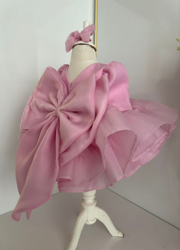 Sunnypetal Pink Puffy Tulle Knee-Length Baby Girl Fairy Dress with Big Bow