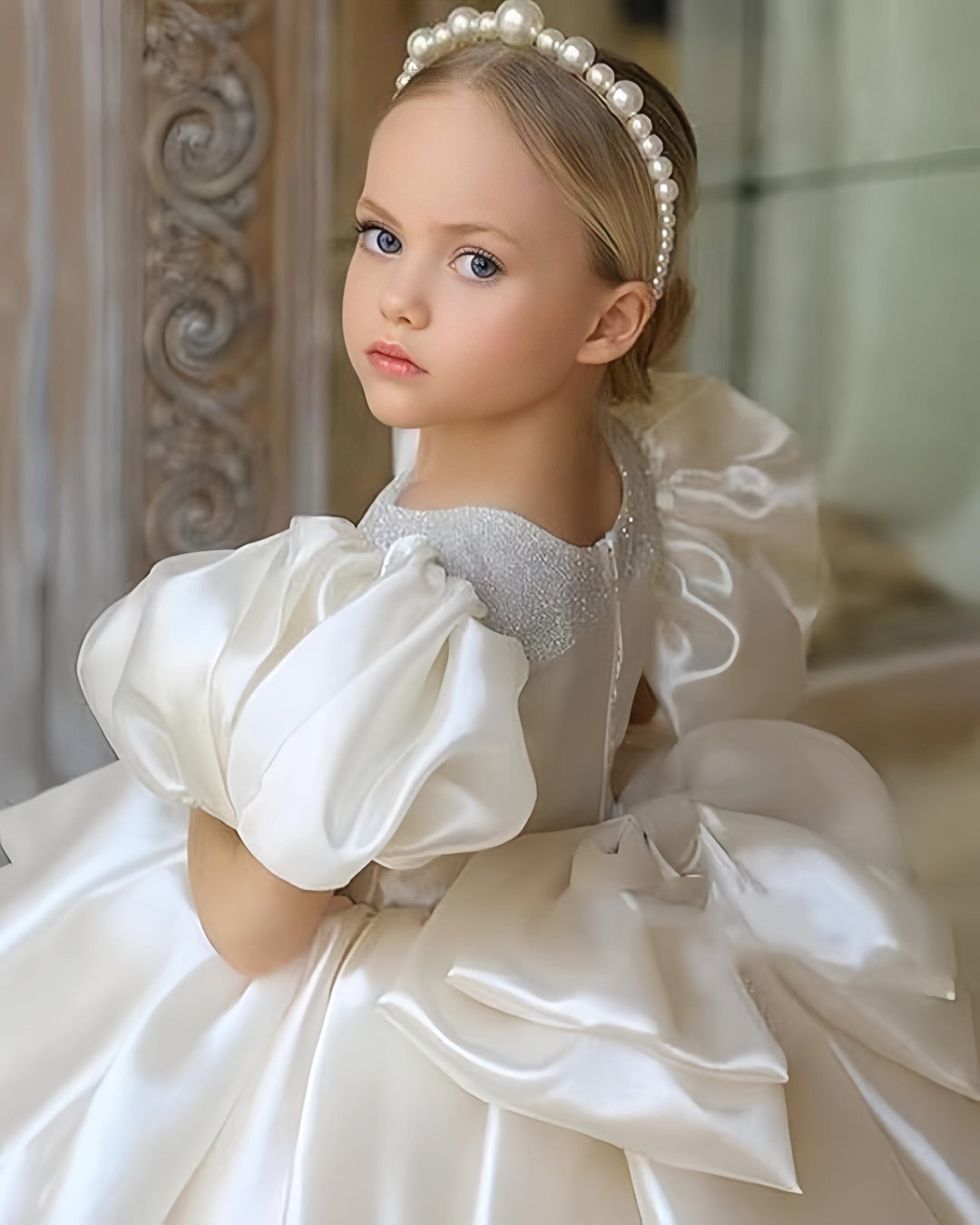 Sunnypetal Puffy Tulle Layers Birthday Party Pageant Dress Satin Princess Flower Girl Dresses