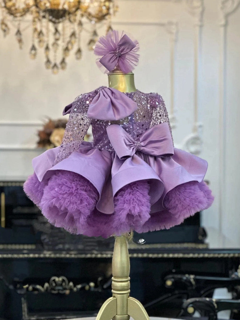 Sunnypetal Purple Tutu Tulle Dress Toddler Princess Pageant Gown