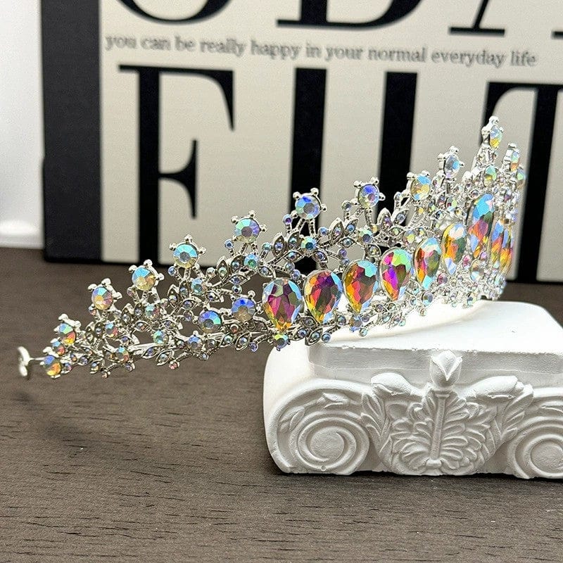 Sunnypetal Rhinestone Crown Birthday Dress Tiaras Light Luxury Diamond Crown