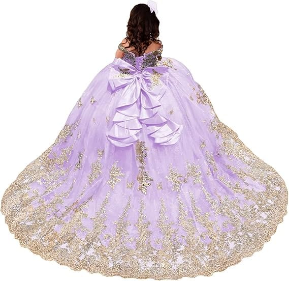 Sunnypetal Royal Blue Embroidered Ball Gown Flower Girl Pageant Dress with Bow
