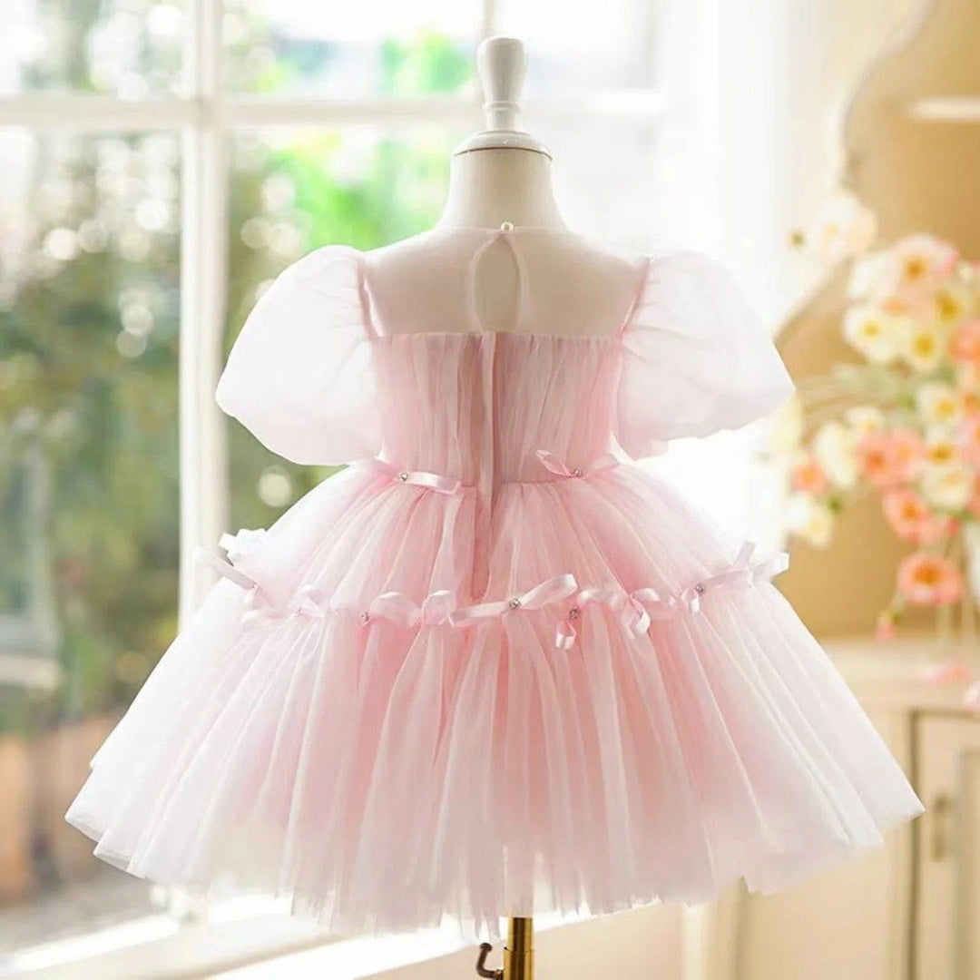 Sunnypetal Sage Green Puff Sleeves Flower Girl Dress 1st Toddler Wedding Birthday