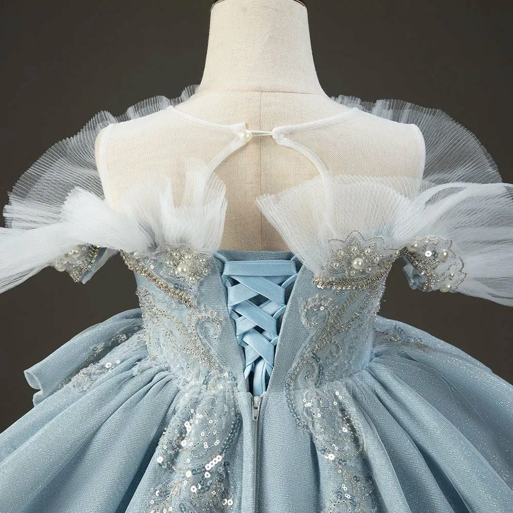 Sunnypetal Sky Blue Flower Girl Gown