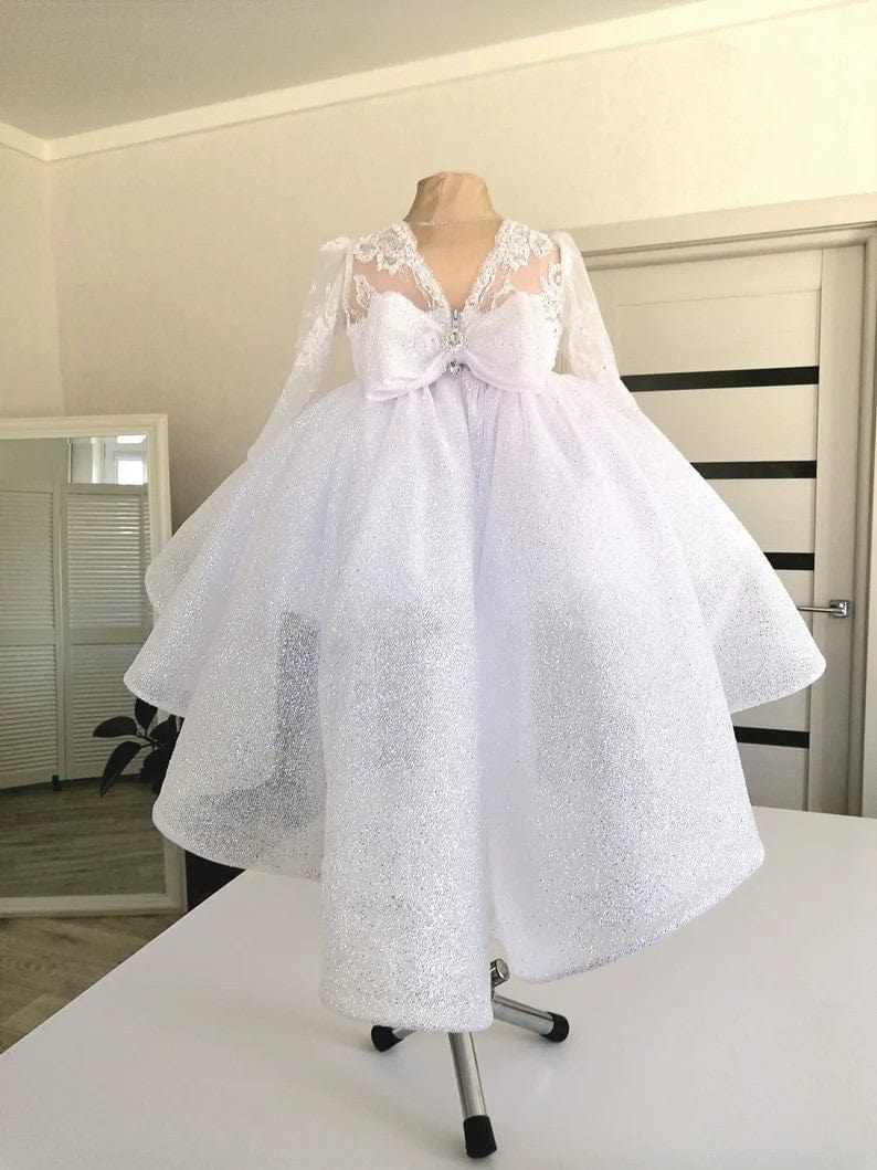 Sunnypetal Sparkling Flower Girl Dresses Asymmetry Prom Princess Pageant Gown