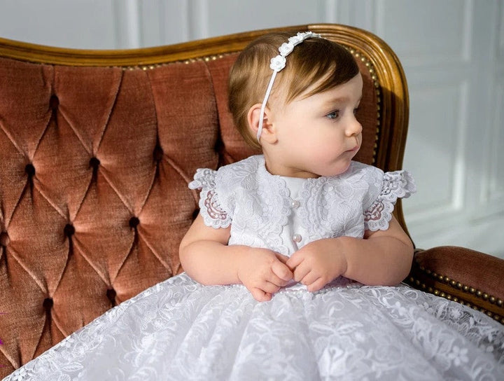 Sunnypetal White Baby Girl Christening Gown，Baptism Gift Girl From Godparents