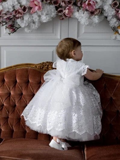 Sunnypetal White Baby Girl Christening Gown，Baptism Gift Girl From Godparents
